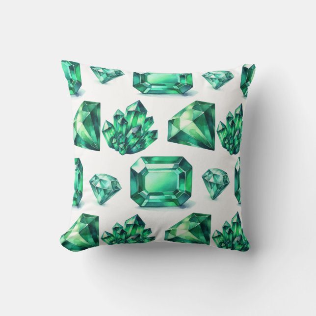 Grönt Emerald Isle Crystal Gemstone Diamond Decor Kudde (Framsida)