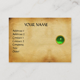 GRÖNT EMERALD MON,GRÅTT AGATA PARchment,Guld Visitkort