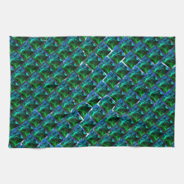 Grönt emerald och kurvor, under nickelgaller kökshandduk