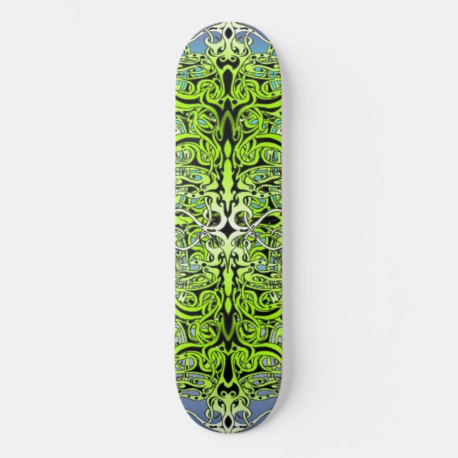 Grönt Empire Tribal Design Mini Skateboard Bräda 18,5 Cm (Framsida)