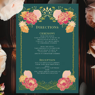 Grönt Enchanted Garden Blommigt Bröllop Directions Tilläggskort
