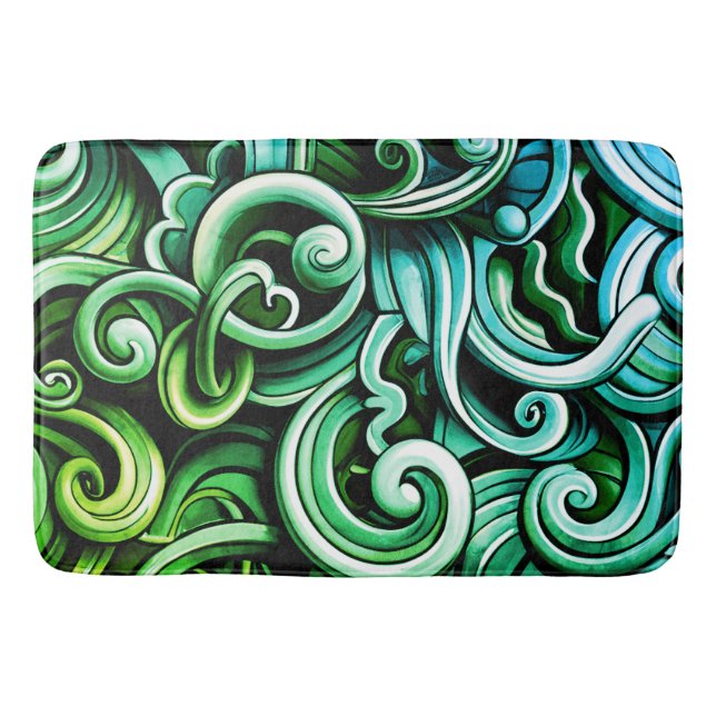 Grönt Energy Swirls Badrumsmatta (Framsidan)