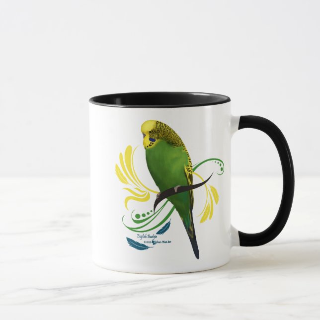 Grönt engelska Budgie Mugg (Höger)