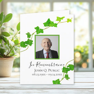 Grönt Engelska Ivy Vine Foliage Funeral Sympathy Tack Kort