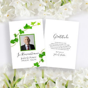 Grönt Engelska Ivy Vine Foliage Funeral Sympathy Tack Kort