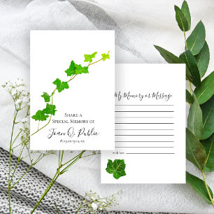 Grönt Engelska ivy Vine Memory Funeral Anteckningskort