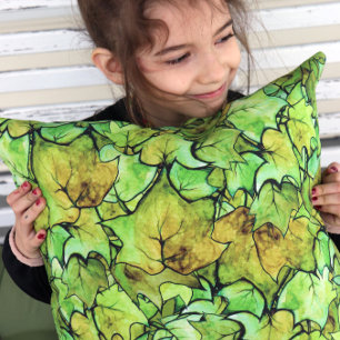 Grönt English Ivy Nature Watercolor Mönster Kudde