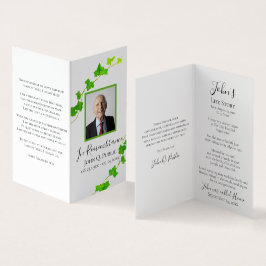 Grönt English Ivy Vine Funeral Memorial Prayer Visitkort