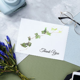Grönt English Ivy Vine Watercolor Tack Inbjudningar