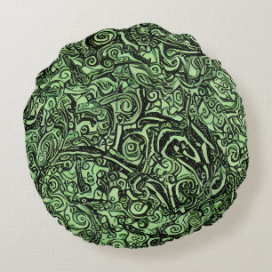 Grönt Enigma Round Pillow Rund Kudde