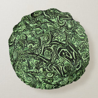 Grönt Enigma Round Pillow Rund Kudde