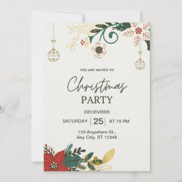 Grönt Enkel jul Party Inbjudningar