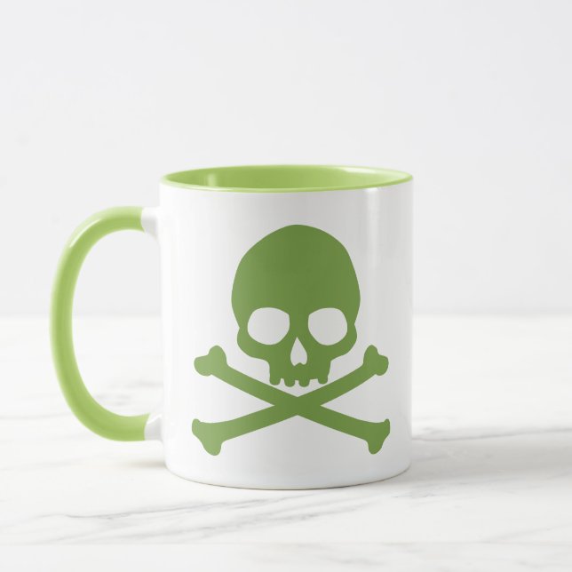 Grönt Enkel Skull och Korsben Mugg (Vänster)