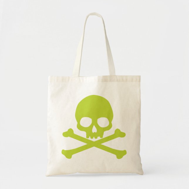 Grönt Enkel Skull och Korsben Tygkasse (Framsidan)