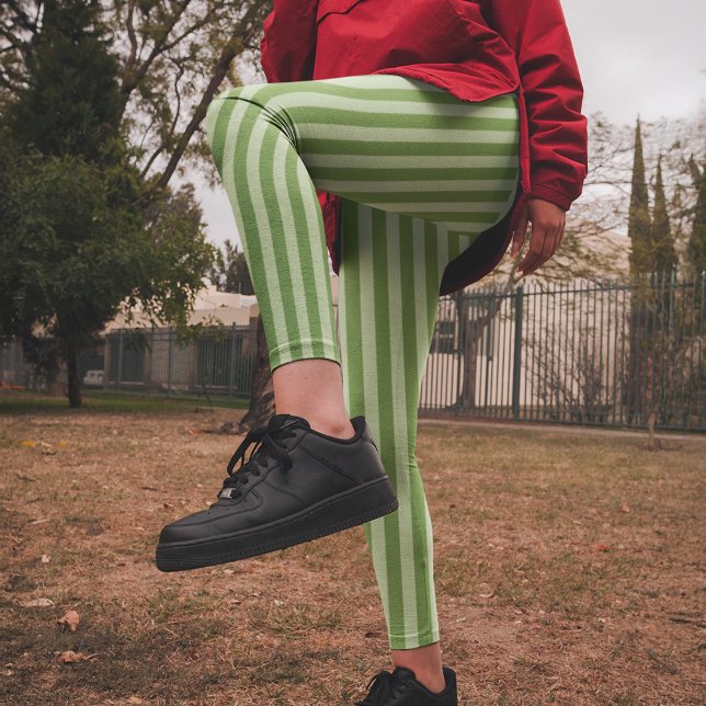 Grönt Enkelt stripe Mönster Leggings (Simple green striped pattern leggings)