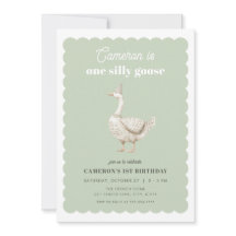 Grönt Ett Fånig går över 1:a födelsedagsinbjudan