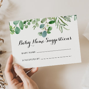Grönt Eucalyptus Baby Namn förslagskort Visitkort