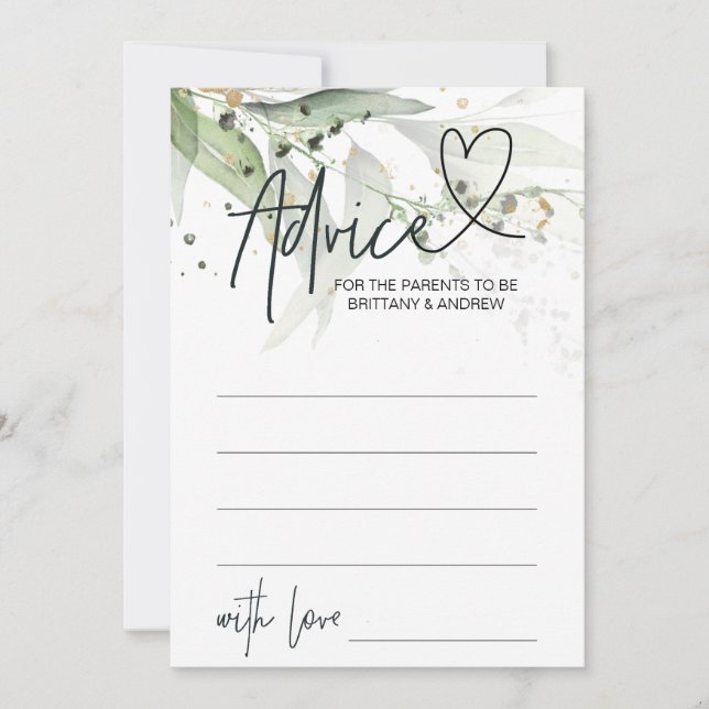 Grönt Eucalyptus Baby Shower Adapter Game Card Inbjudningar (Framsida)