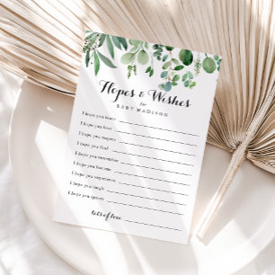 Grönt Eucalyptus Baby Shower Hopes & Önskemål Card Vykort