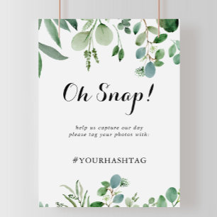 Grönt Eucalyptus Botanical Bröllop Oh Snap Sign Poster