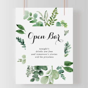 Grönt Eucalyptus Botanical Bröllop Open Pub Poster