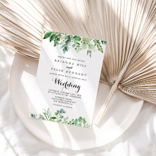 Grönt Eucalyptus Botanical Front & Back Bröllop Inbjudningar