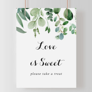 Grönt Eucalyptus Botanical Kärlek är ett svalt tec Poster