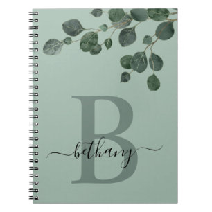 Grönt Eucalyptus botaniska monogram Anteckningsbok