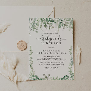Grönt Eucalyptus Bridesmaids Luncheon Shower Inbjudningar