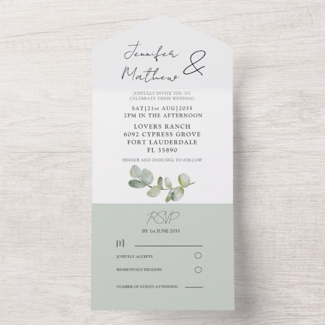 Grönt Eucalyptus Bröllop alla i ett (Insida)