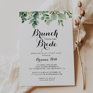 Grönt Eucalyptus Brunch med Bride Shower Inbjudningar
