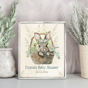 Grönt Eucalyptus Bunny Baby Shower Poster