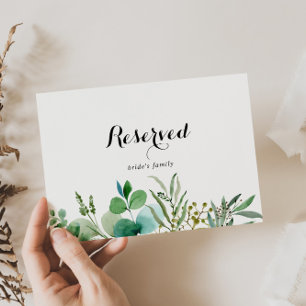 Grönt Eucalyptus Calligraphy Bröllop Reserved Sign
