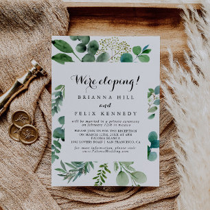 Grönt Eucalyptus Calligraphy Elopement Reception Inbjudningar