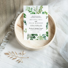 Grönt Eucalyptus Calligraphy Traditional Bröllop Inbjudningar