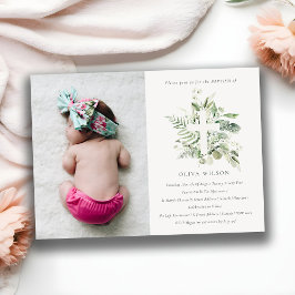 Grönt Eucalyptus Fauna Kor Photo Baptism Inbjudan