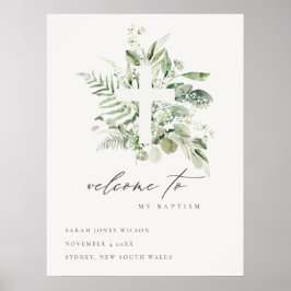 Grönt Eucalyptus Fern Fauna Kor Baptism Välkommen Poster