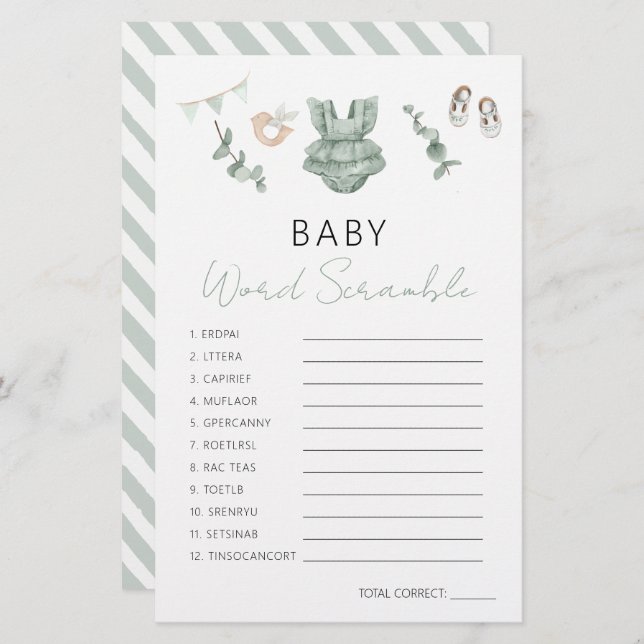 Grönt Eucalyptus Flicka Shower Scramble Game (Fram/baksida)