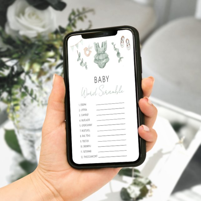 Grönt Eucalyptus Flicka Shower Scramble Game Poster (Skapare uppladdad)