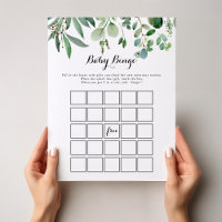 Grönt Eucalyptus Foliage Baby Bingo Shower Game