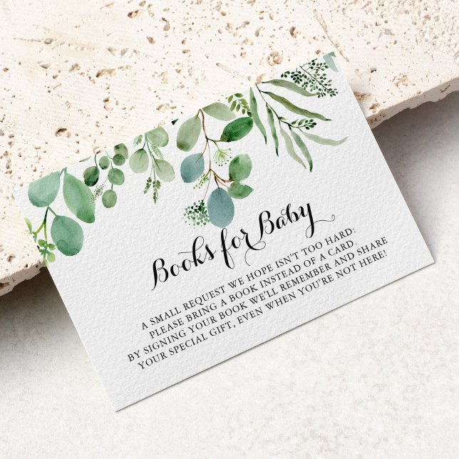 Grönt Eucalyptus Foliage Baby Shower Bok Request Tilläggskort (Skapare uppladdad)