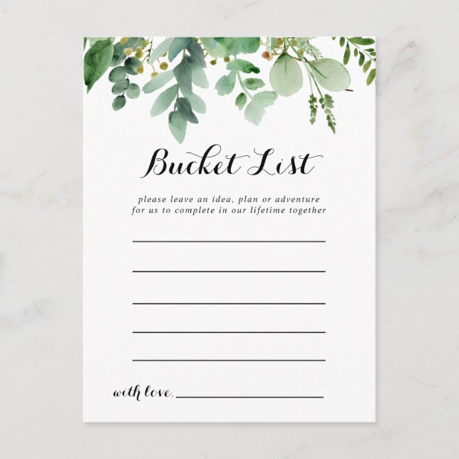 Grönt Eucalyptus Foliage Bucket List-kort Vykort (Framsida)