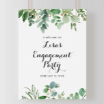 Grönt Eucalyptus Foliage Förlovning Välkommen Poster<br><div class="desc">Denna förlovning av eukalyptus foliage i grönt som är välkommen poster är perfekt för en tropisk förlovningsfest. Utformningen har handmålade konstnärliga vackra eukalyptus grönt löv,  som är sammansatt i vackra buketter för att försköna evenemanget.</div>