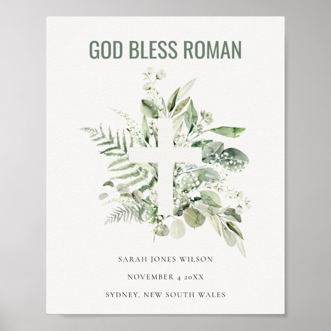 Grönt Eucalyptus Foliage Kor Välsigna dig Roman Poster (Framsidan)