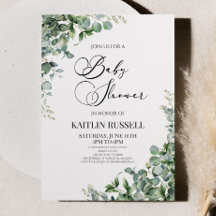 Grönt Eucalyptus Greenery Botanical Baby Shower