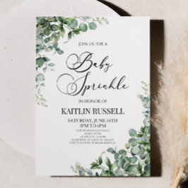 Grönt Eucalyptus Greenery Botanical Baby Sprinkle Inbjudningar