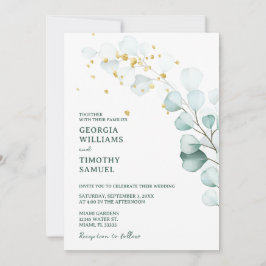 Grönt Eucalyptus Greenery with Guld Sparkles Inbjudningar