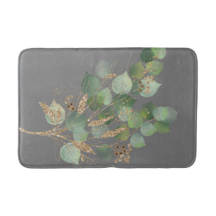 GRÖNT EUCALYPTUS GREN GRÅTT BATH MAT BADRUMSMATTA