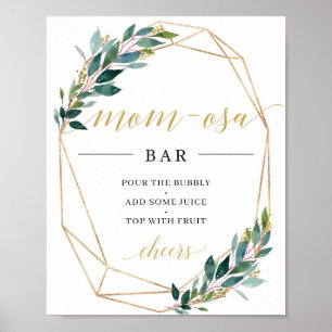 Grönt eucalyptus guld geometric mamma-osa pub teck poster