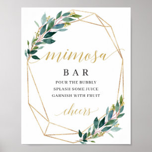 Grönt eucalyptus guld geometric mimosa pub-tecken poster